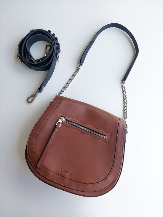 RUDSAK Handbags - Rudsak Brown Leather Crossbody Bag with Chain Strap Shoulder Purse
